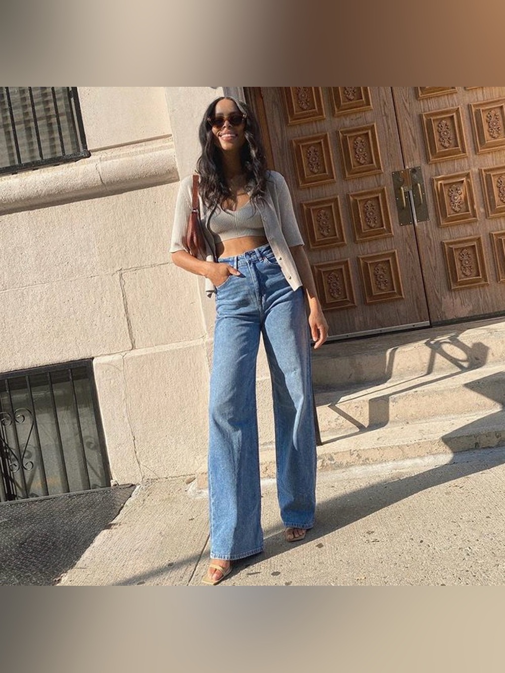 Zara Light Blue High-Rise Wide Leg Jeans, Size 6